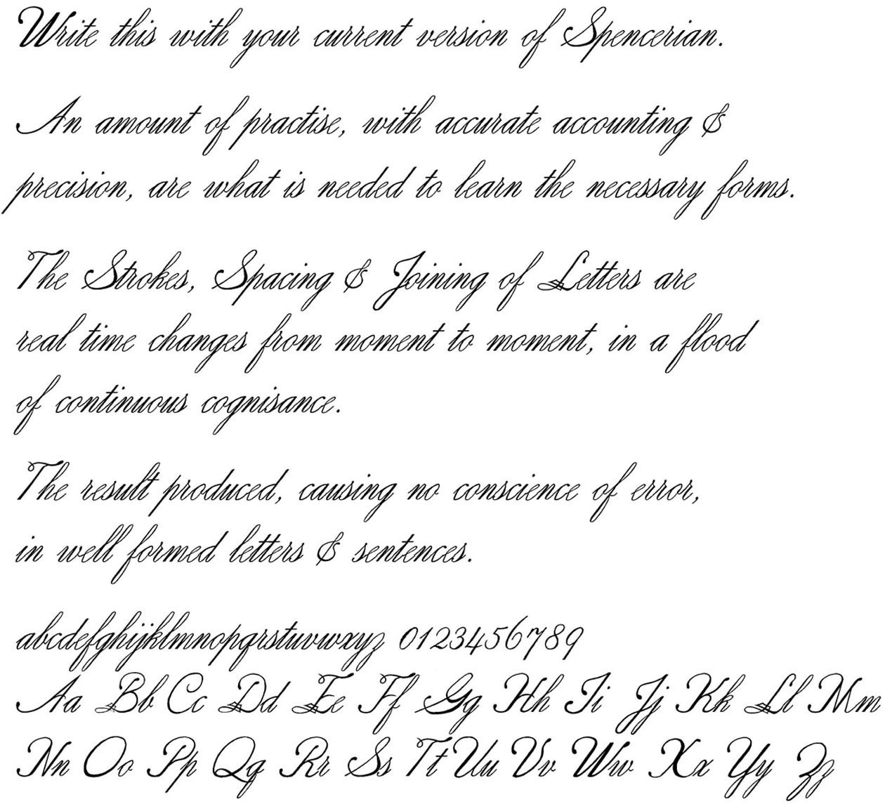 Spencerian font sample text